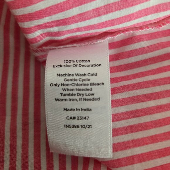 Talbots Pink Butterfly Striped Raglan Popover Top Medium Petite - Picture 8 of 8